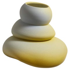 Blob Sunrise Medium, moderne Steinzeugvase für den Innenbereich, hergestellt in Italien