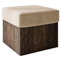 Sgabello Dot Dot Cube - Rivestito in mohair crema