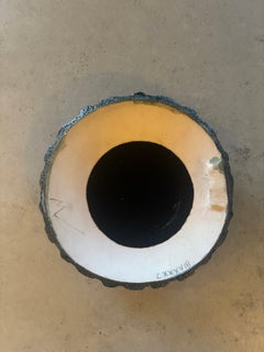Margaret Leveneur French Sculptural Ceramic Mirror in Turquoise Blue Glaze