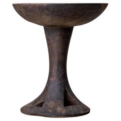 Vintage Nagaland Monoxyl Pedestal Bowl Hand-Carved from a Single Piece of Wood