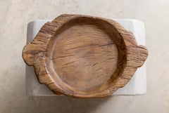 Vintage Nagaland Monoxyl Wooden Bowl with Carved Zoomorphic Handles