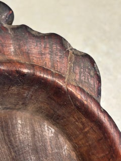 Vintage Nagaland Monoxyl Wooden Bowl with Carved Zoomorphic Handles
