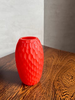 D’Este Murano Glass Battuto Vase in Red, Italy, Late 20th Century