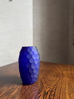 D’Este Murano Glass Battuto Vase in Blue, Italy, Late 20th Century