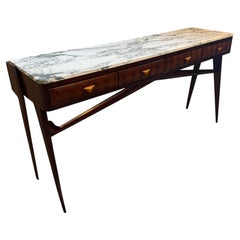Italian Mid-Century Console Table with Calacatta Marble Top, Italy, c.1955