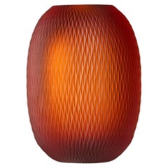 Hand-Cut Crystal Vase Metamorphosis 30 cm, Amber, Modern Czech Design