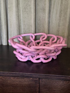 Pink woven ceramic bowl by Milan Pekar and Tereza Slukova, 2026