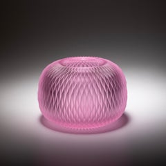 Hand-Cut Crystal Candleholder Metamorphosis, Pink, Modern Czech Design