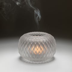 Hand-Cut Crystal Candleholder Metamorphosis, Clear, Modern Czech Design