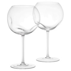Mouth-Blown Czech Glass "Luna" Wine Glasses, Set, Czech Design