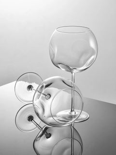 Mouth-Blown Czech Glass "Luna" Wine Glasses, Set, Czech Design