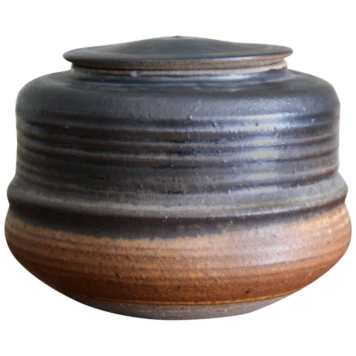 Karen Karnes Stoneware Ceramic Lidded Vessel For Sale