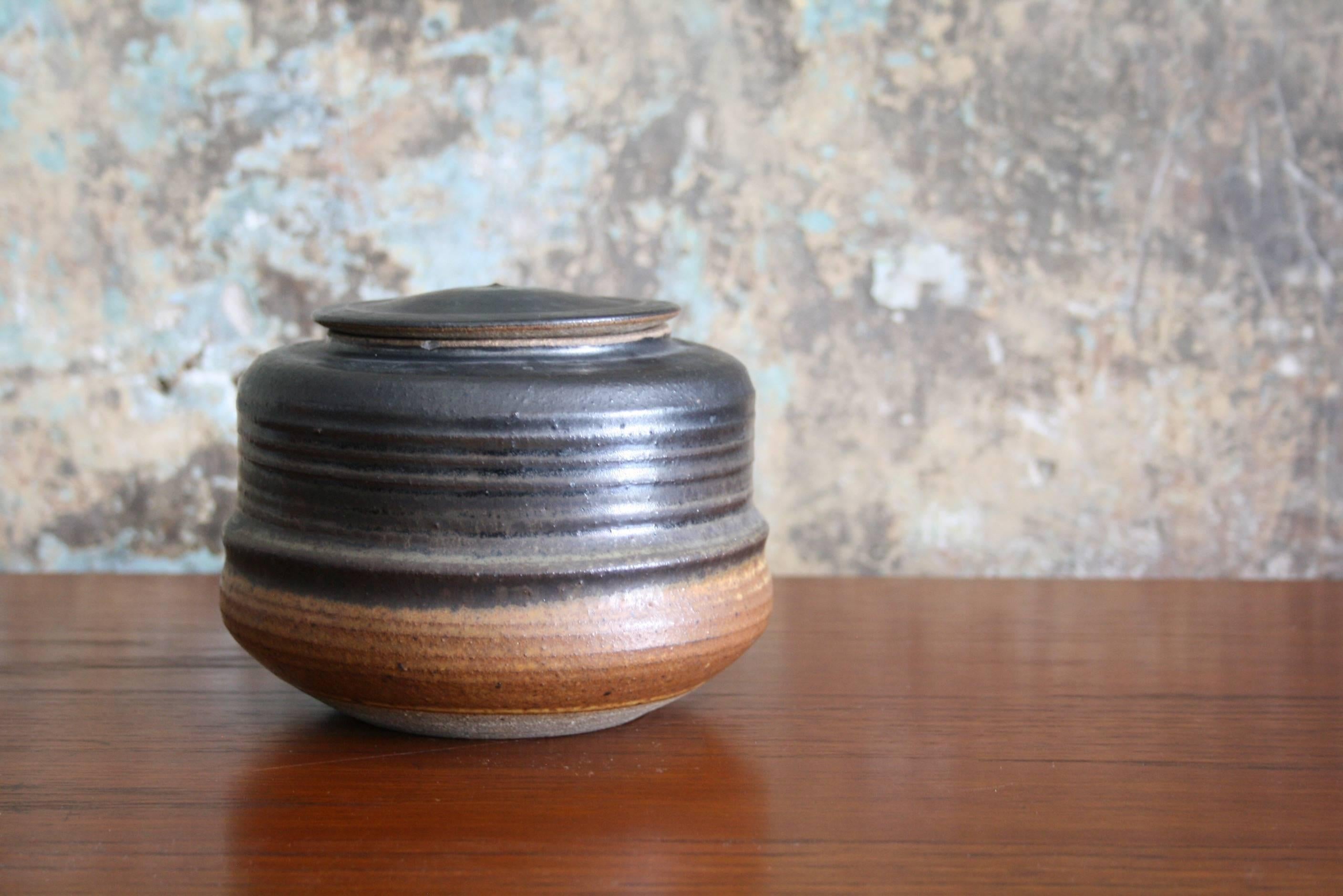 American Karen Karnes Stoneware Ceramic Lidded Vessel For Sale