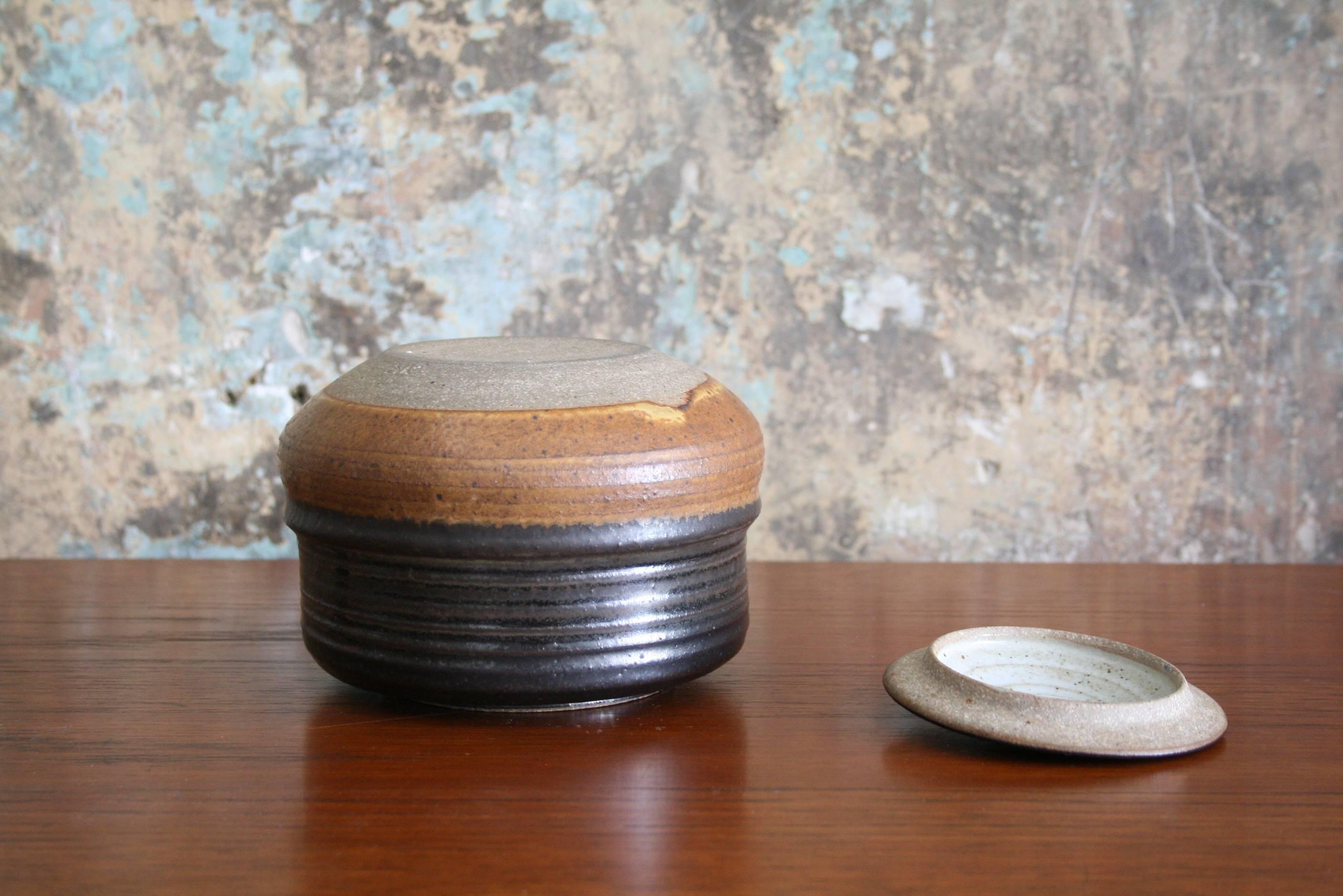 Mid-20th Century Karen Karnes Stoneware Ceramic Lidded Vessel For Sale