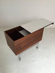 Poul Nørreklit Danish Modern Rosewood Chrome Bar Cart Liquor Cabinet, 1960s