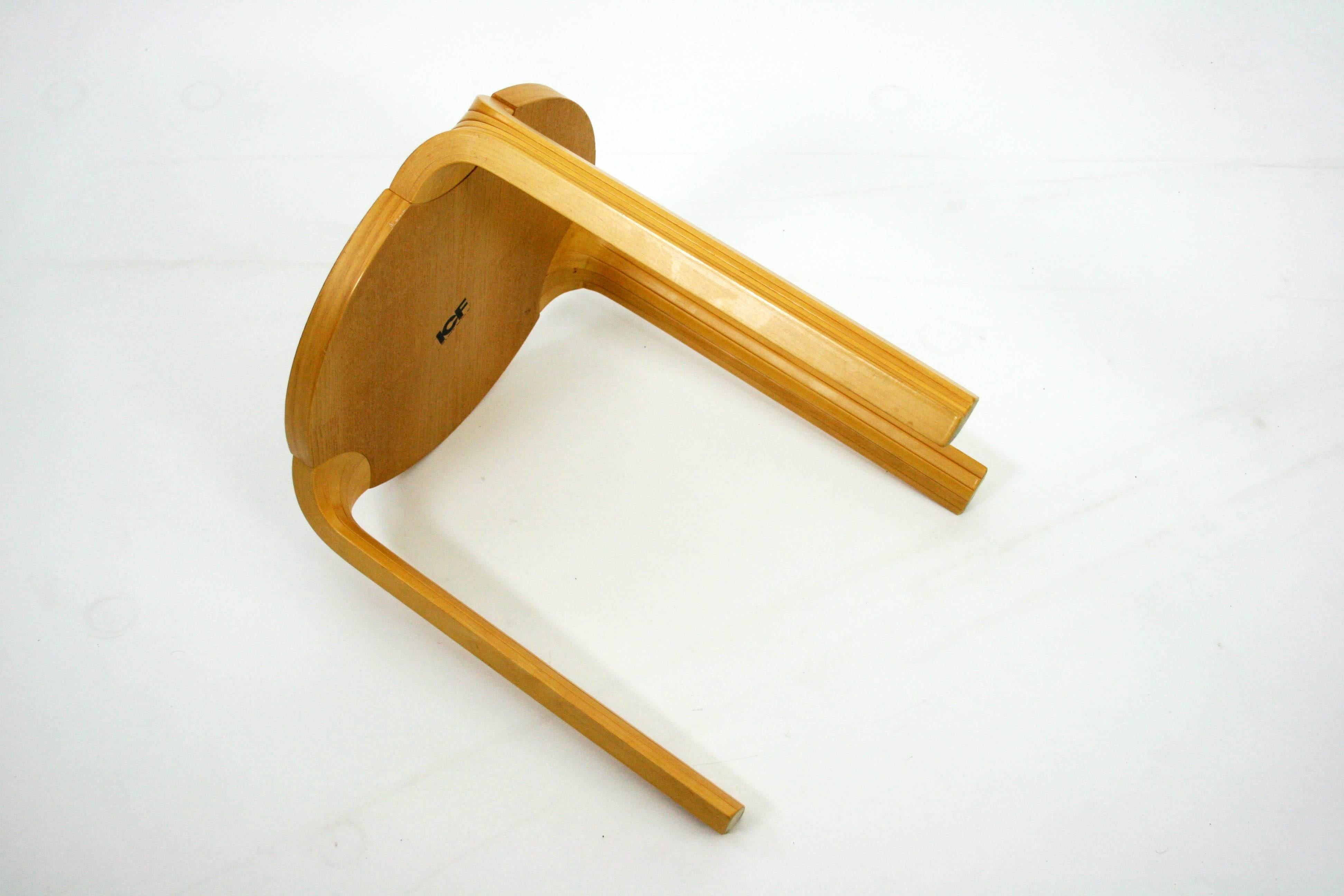 Mid-Century Modern Alvar Aalto X600 Fan Leg Stool for Artek Through ICF