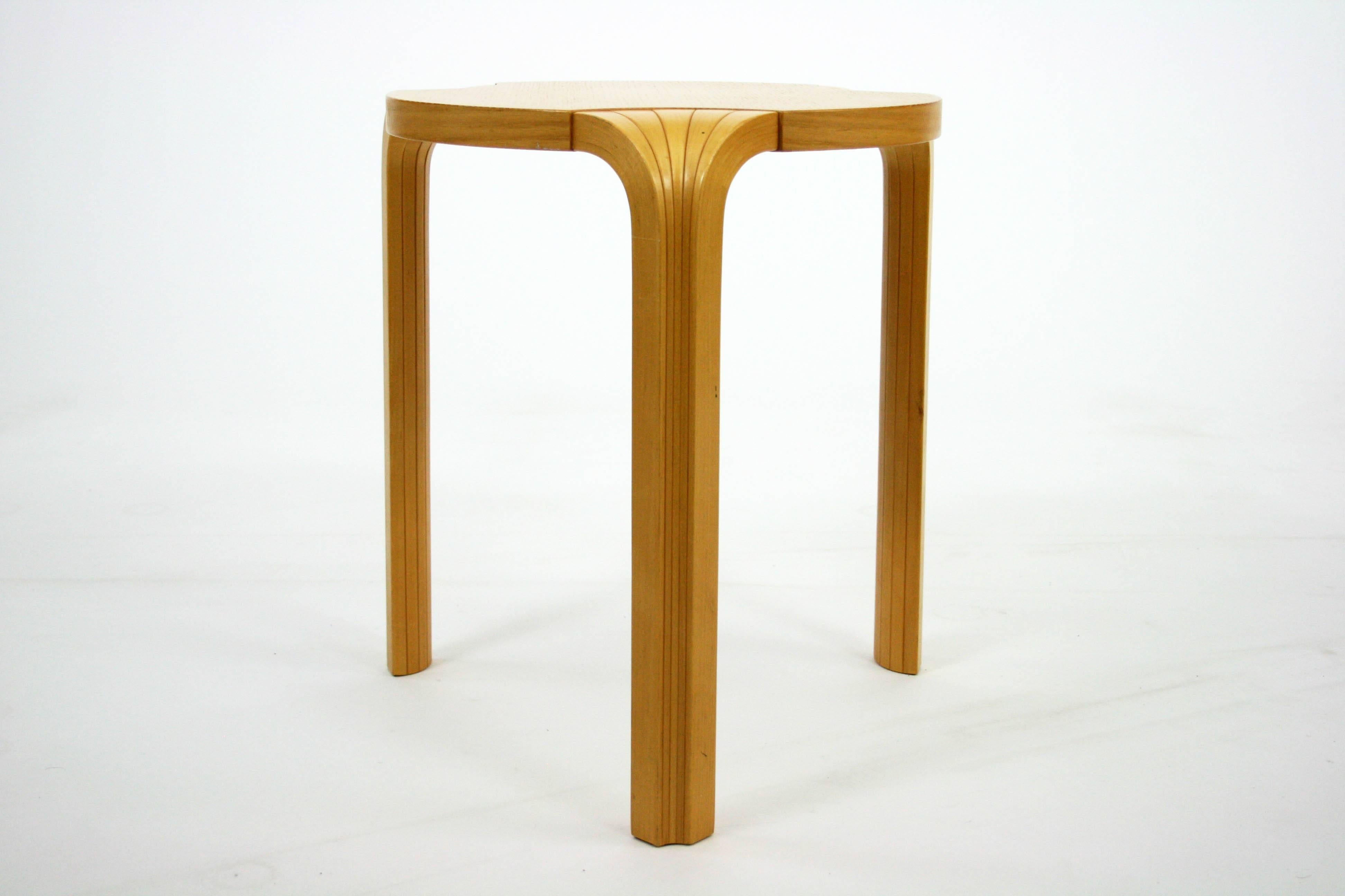 A Classic fan leg stool by Alvar Aalto, circa 1970s.