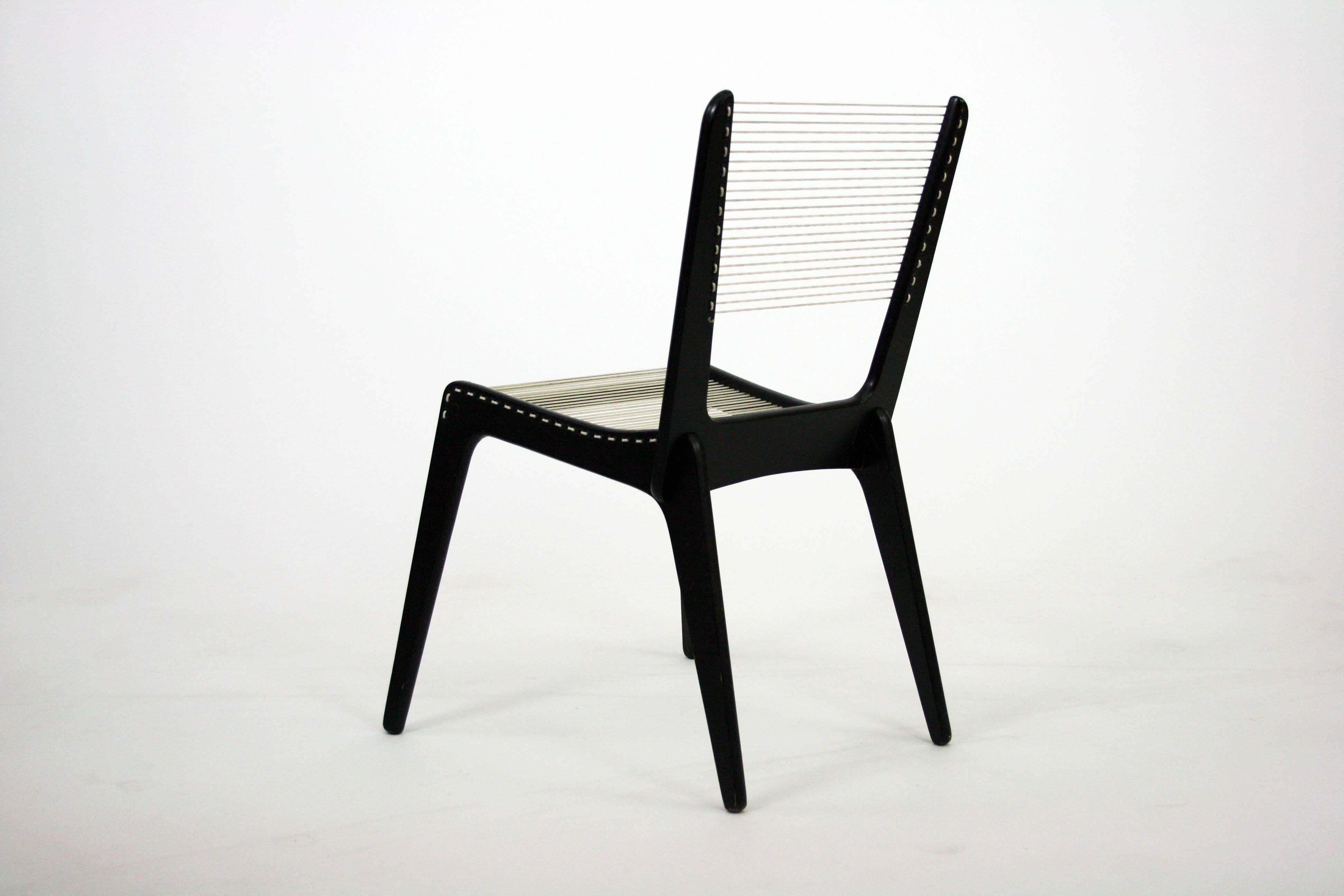 Ebonized Early Cord Chair by Jacques Guillon Designed in 1953 