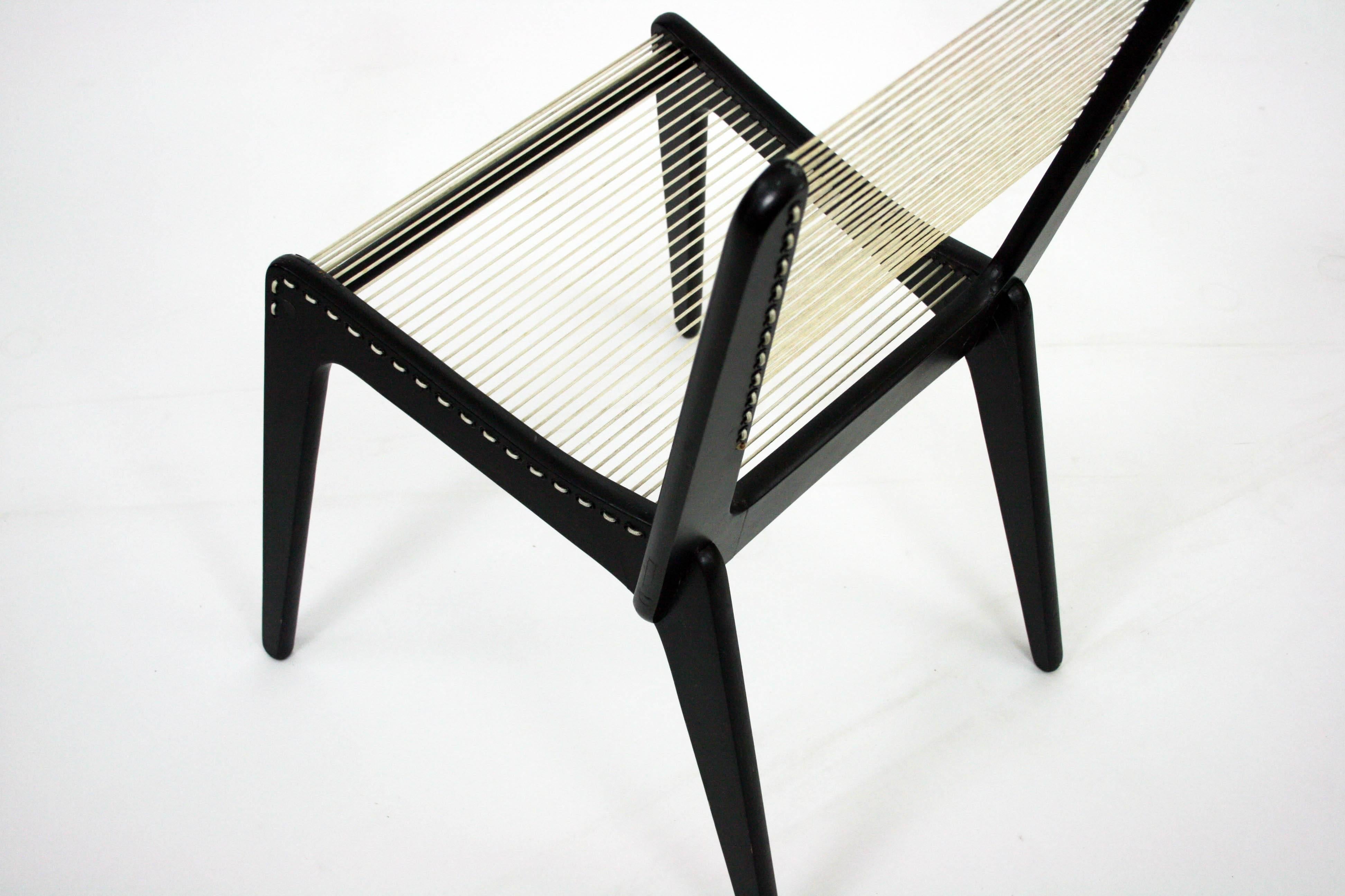 Mid-Century Modern Early Cord Chair by Jacques Guillon Designed in 1953 