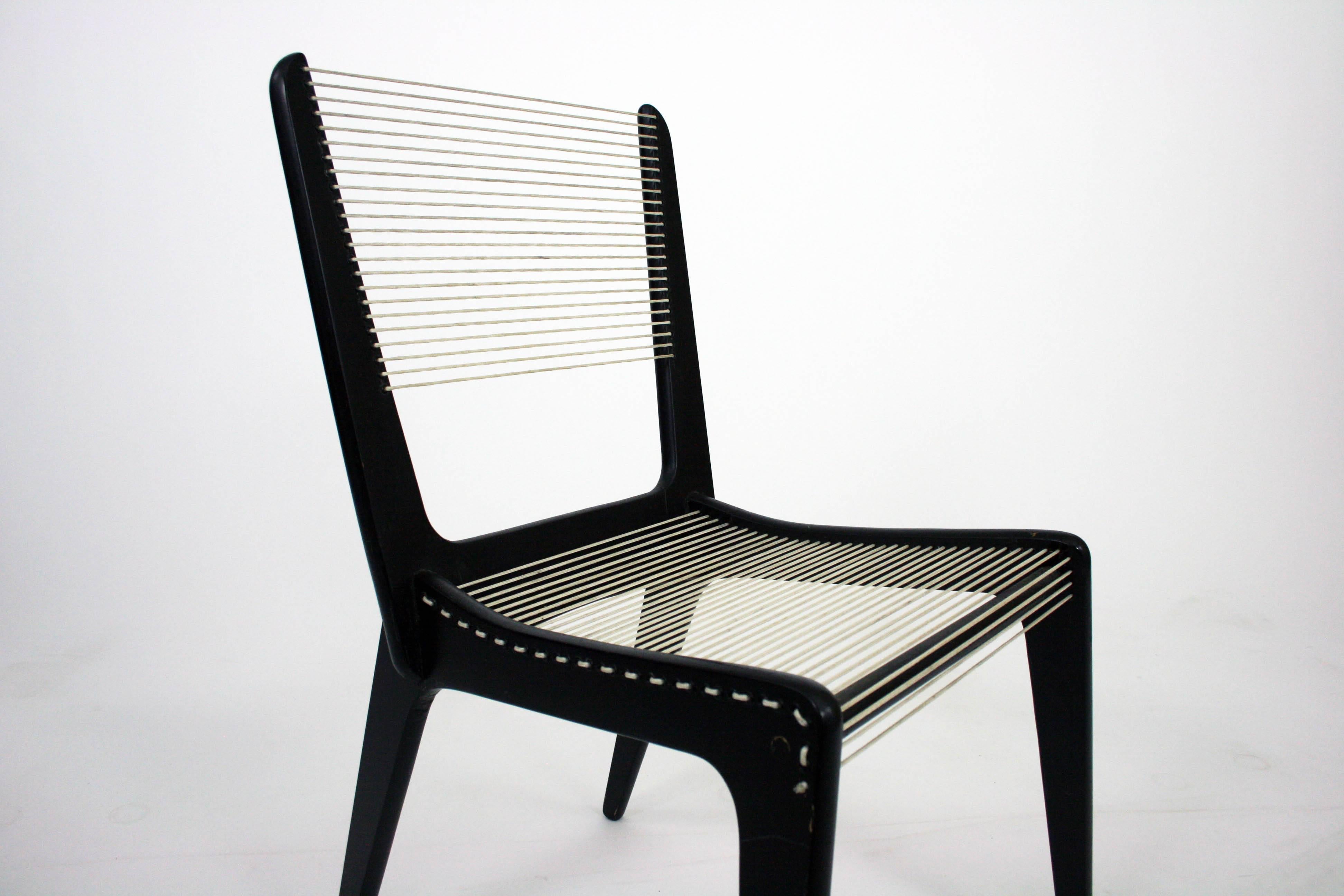Canadian Early Cord Chair by Jacques Guillon Designed in 1953 
