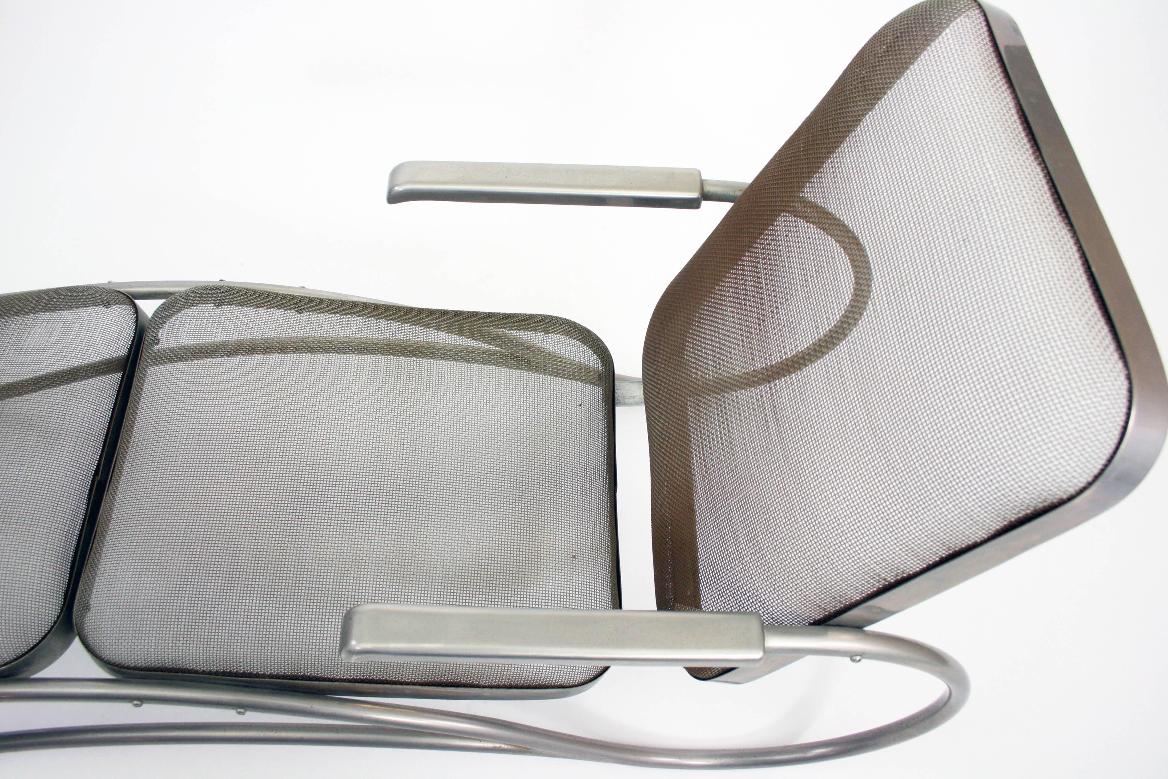 Iron Sculptural 1950s Mesh Outdoor Chaise Lounge