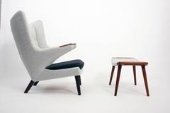 Hans J. Wegner teak Papa Bear Chair with Stool, A.P. Stolen