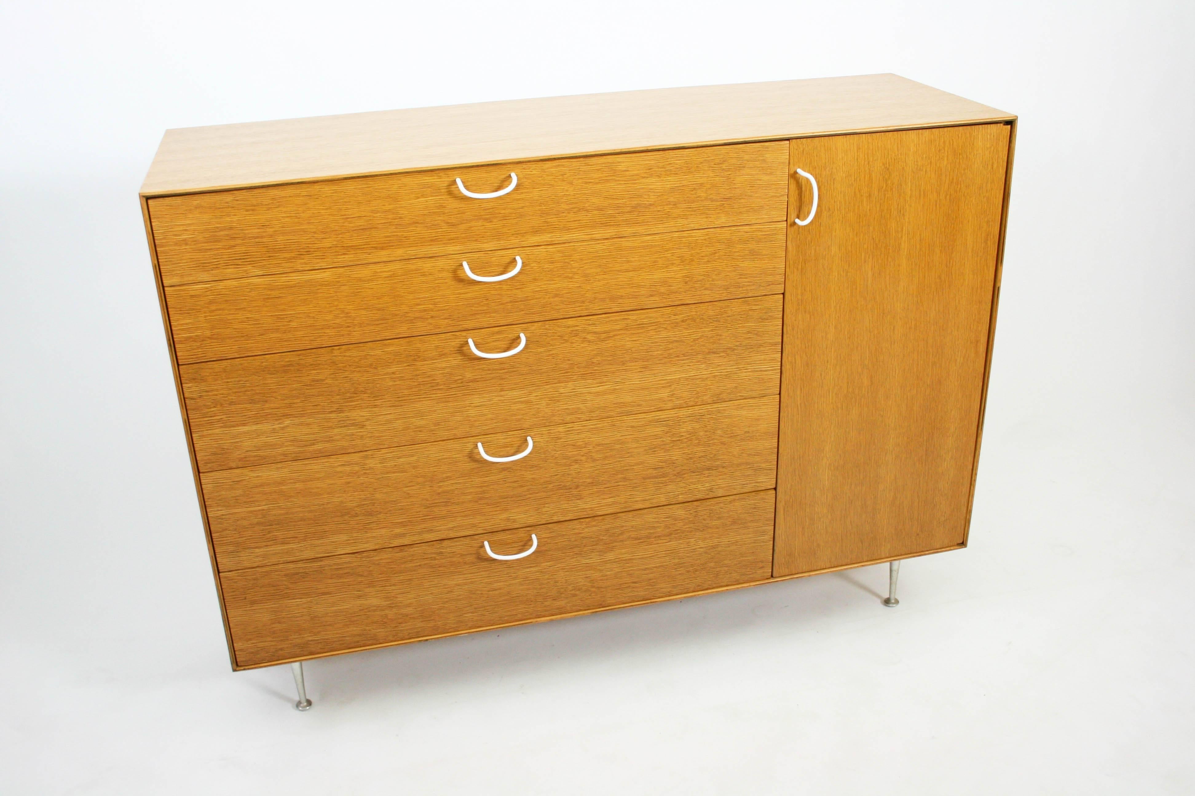Mid-Century Modern Rare 1952 Combed Oak Thin Edge George Nelson Cabinet for Herman Miller