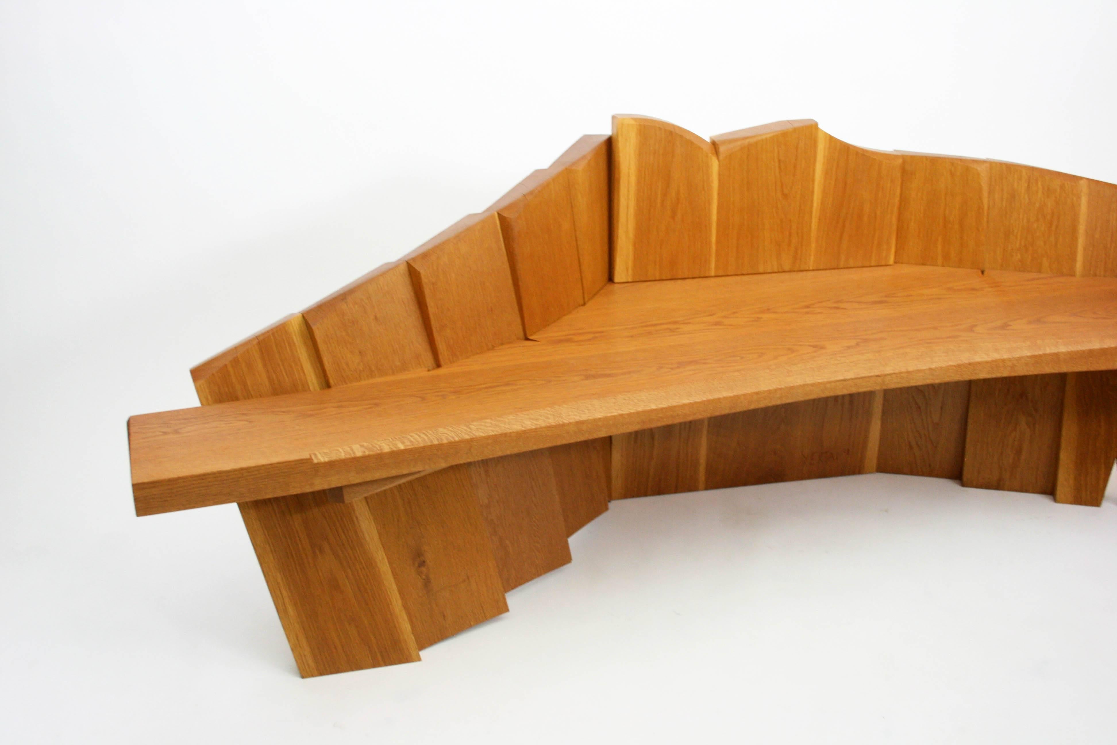 Nico Yektai Studio-Made Sculptural White Oak Bench Signed and Dated by Artist For Sale 1