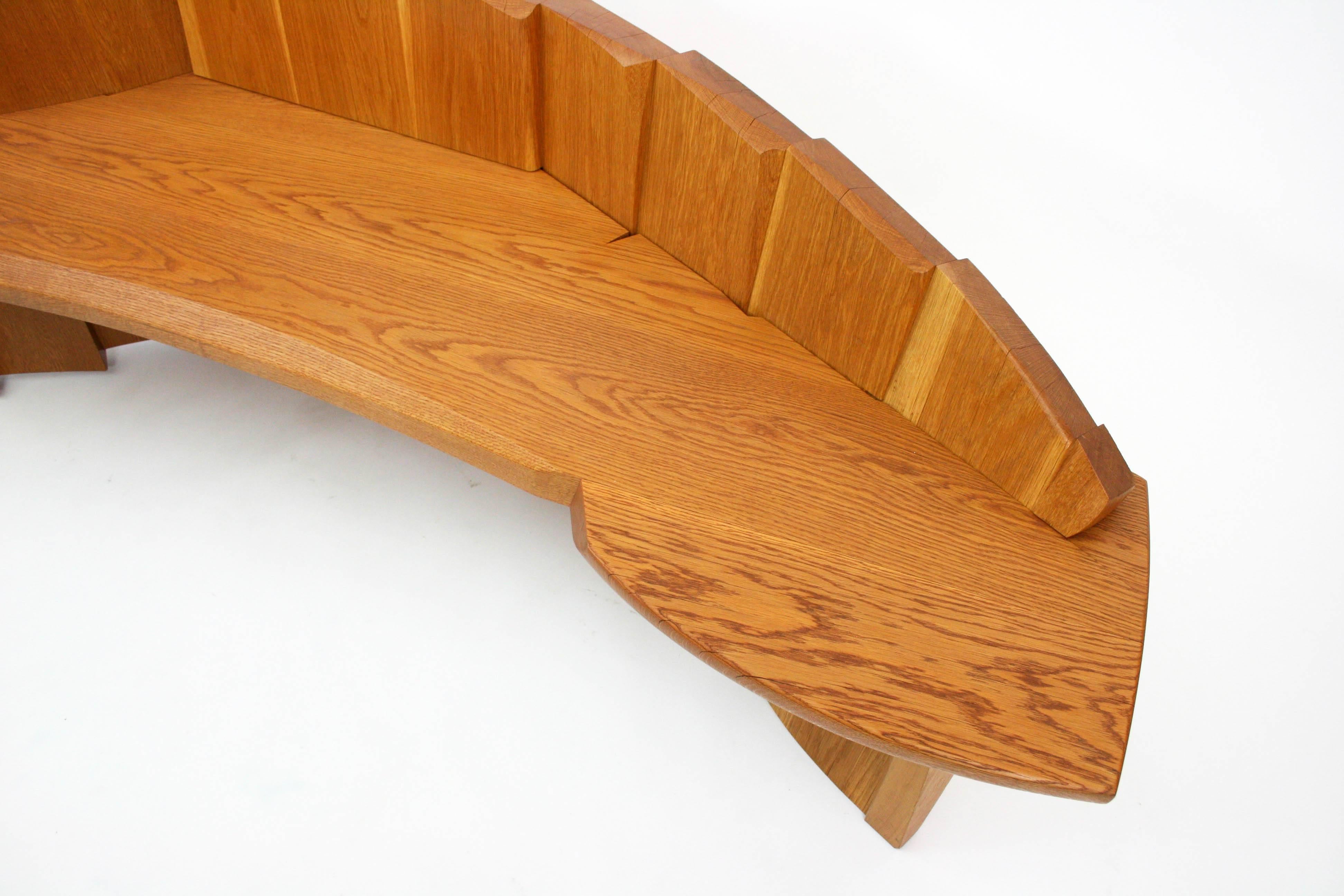 Late 20th Century Nico Yektai Studio-Made Sculptural White Oak Bench Signed and Dated by Artist For Sale