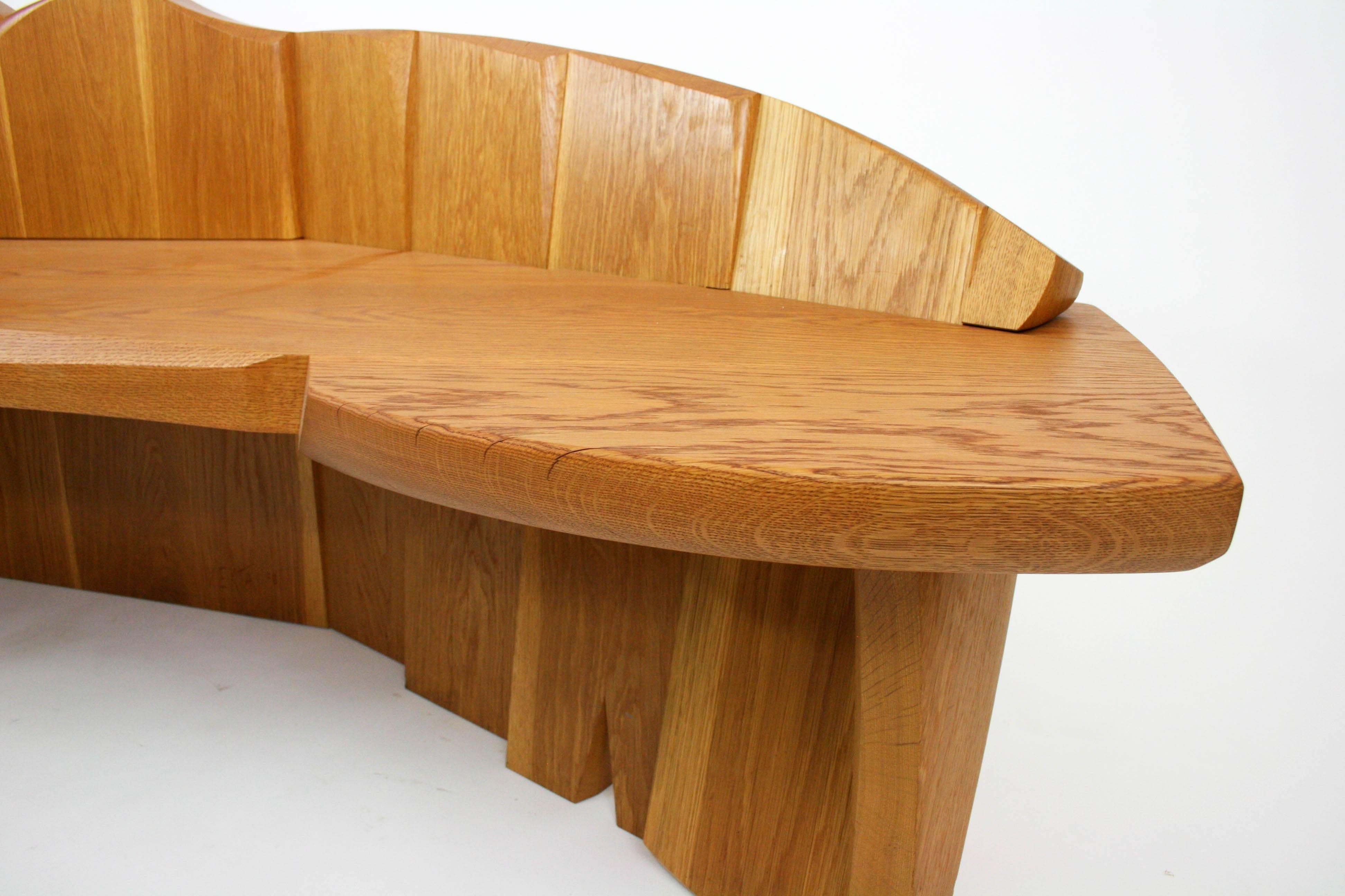American Nico Yektai Studio-Made Sculptural White Oak Bench Signed and Dated by Artist For Sale