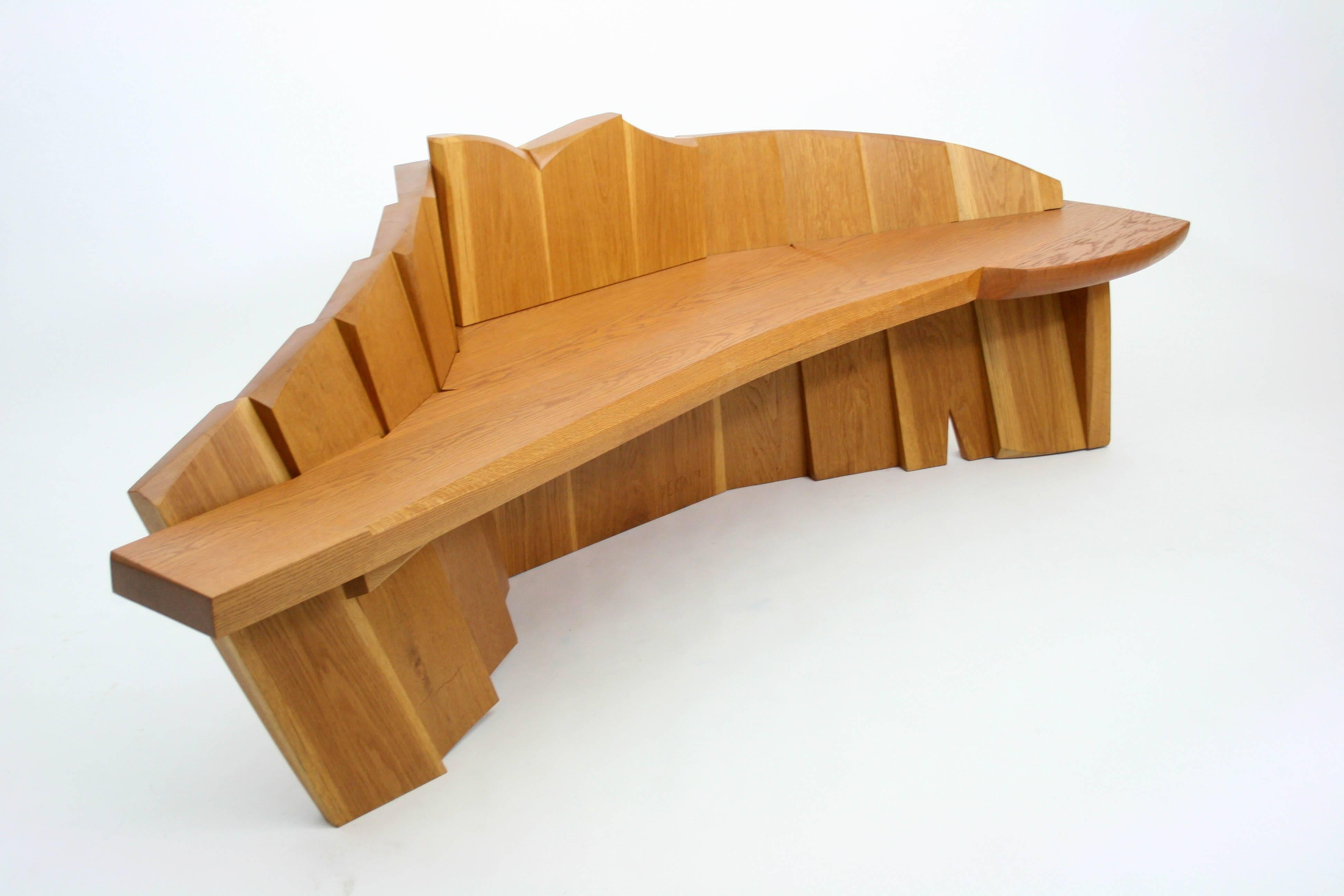 Organic Modern Nico Yektai Studio-Made Sculptural White Oak Bench Signed and Dated by Artist For Sale