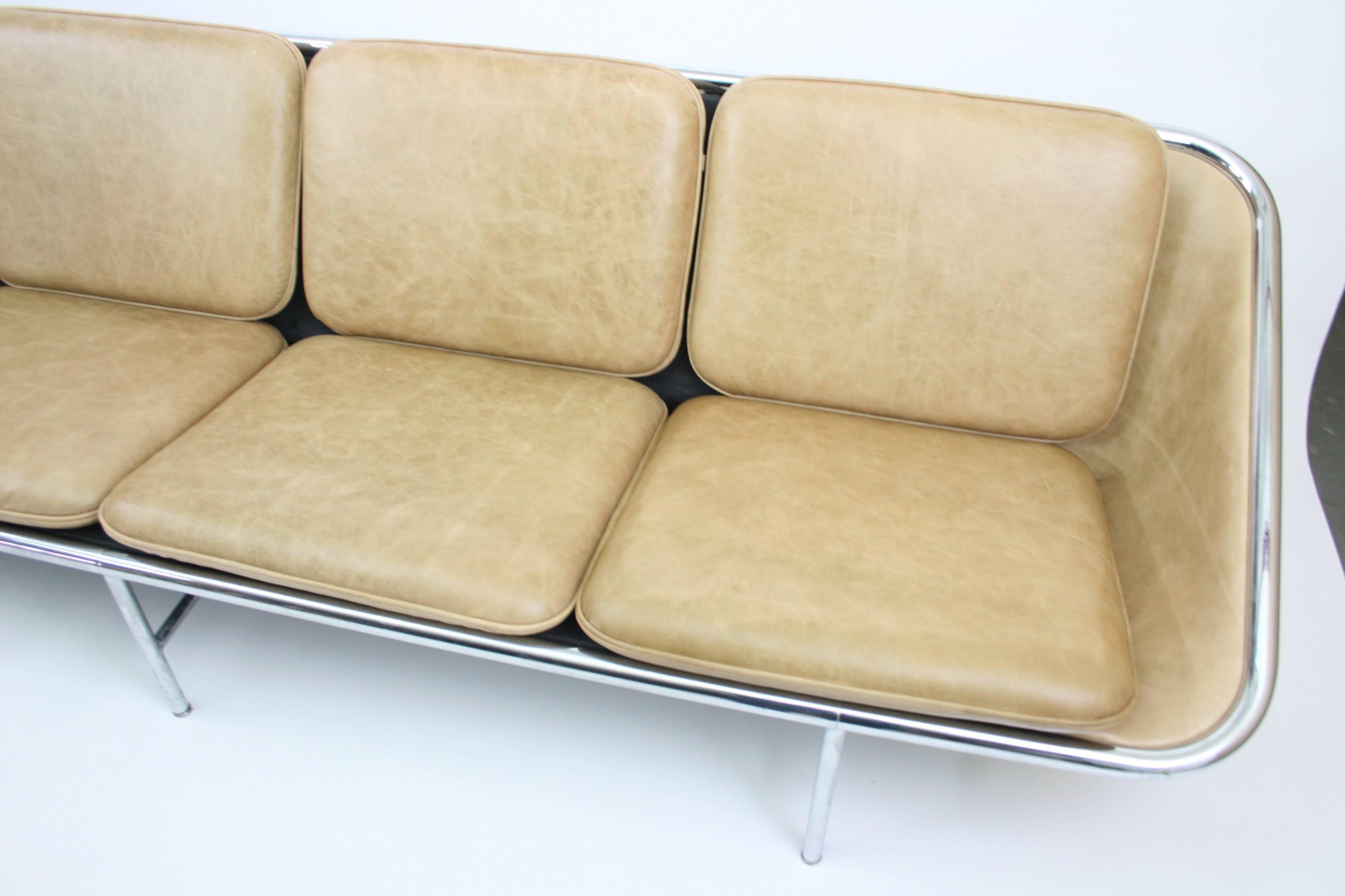 Mid-Century Modern 4 Seater George Nelson 'Sling' Sofa in Leather