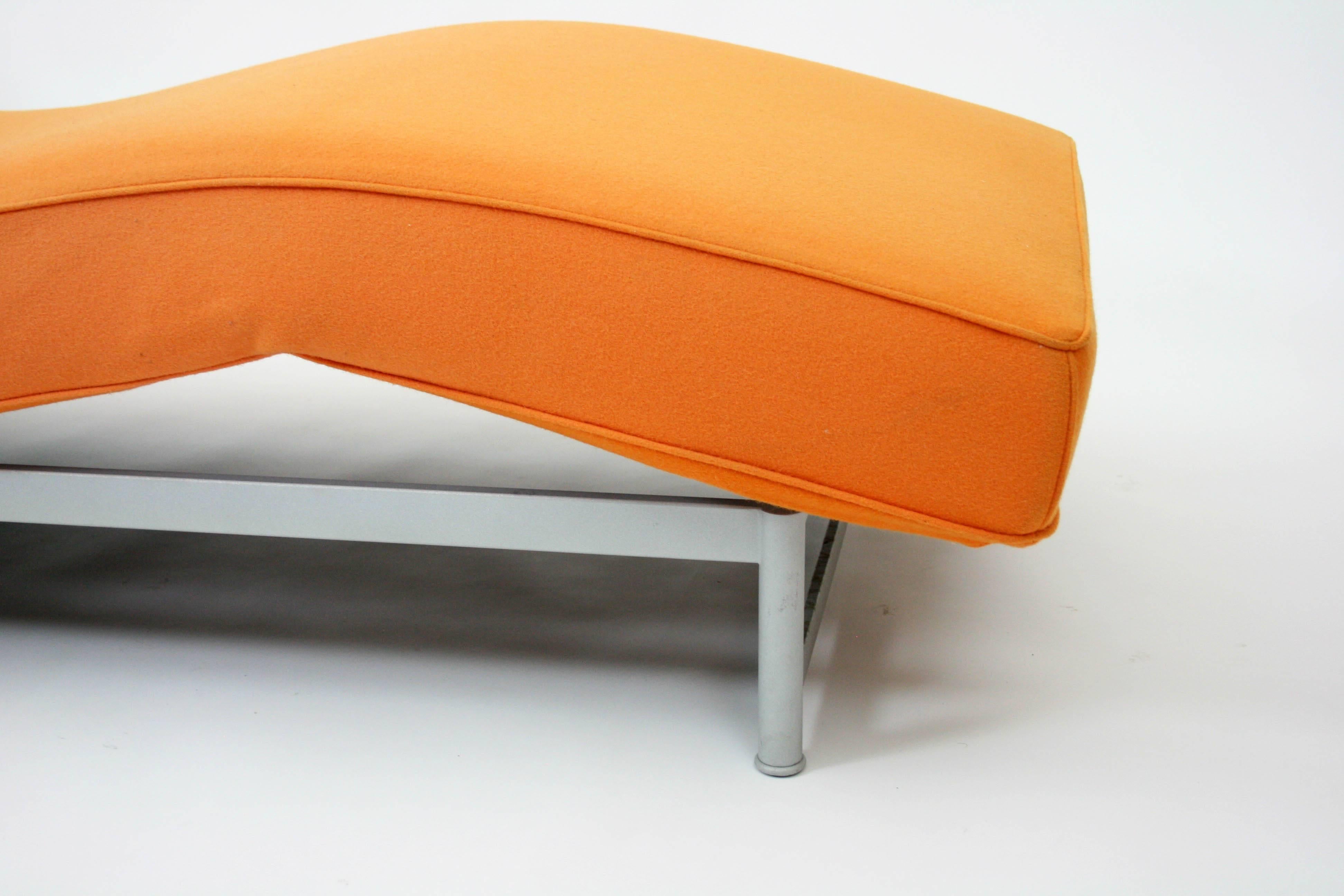 Modern Piero Lissoni Reef Bench Chaise Longue in Orange Felt for Cassina