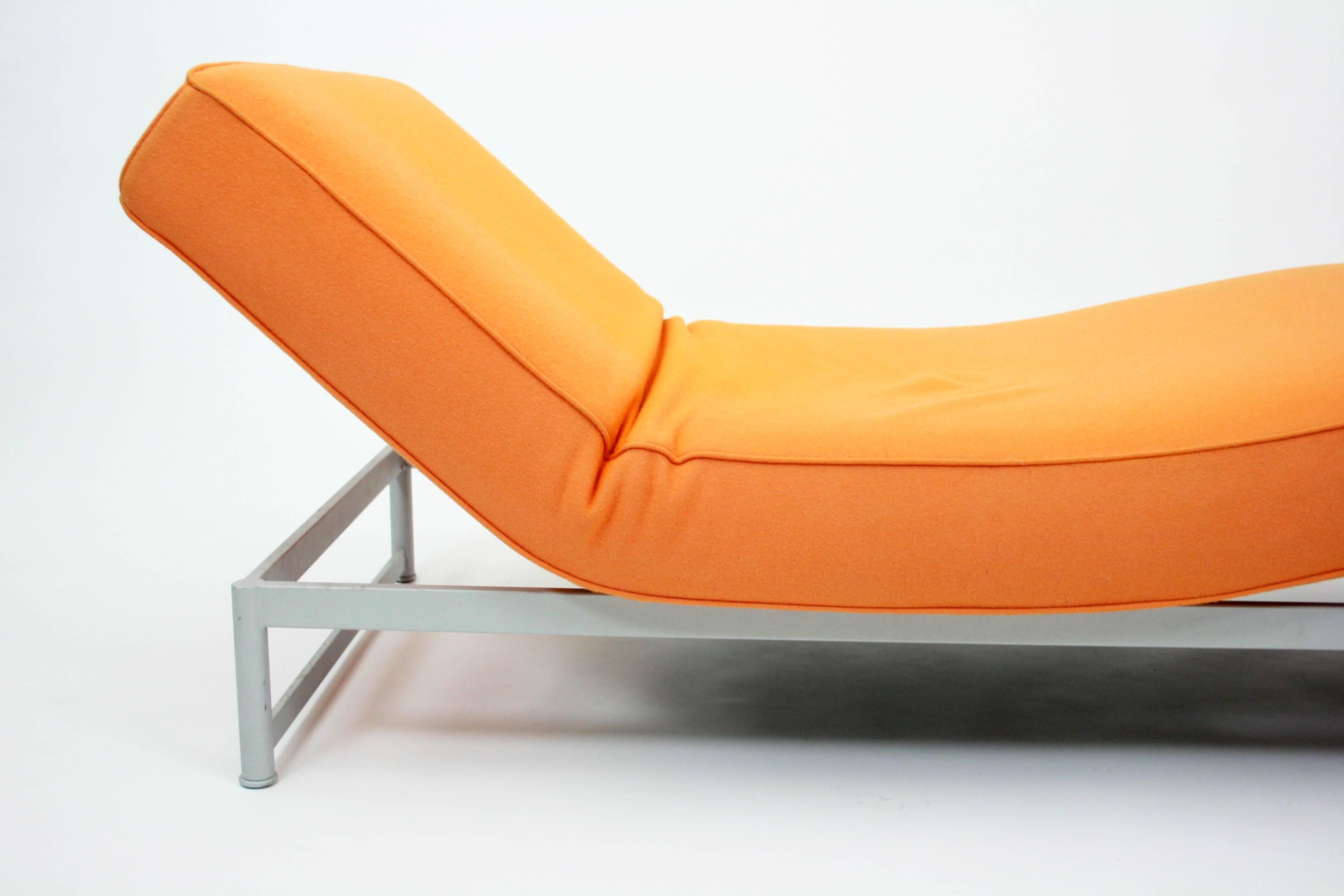 Italian Piero Lissoni Reef Bench Chaise Longue in Orange Felt for Cassina