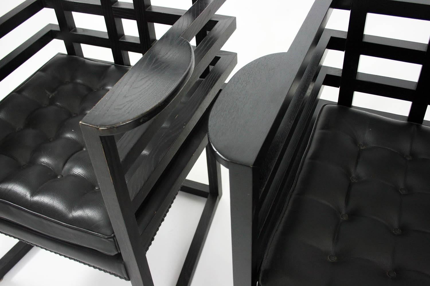 Pair of Josef Hoffmann Armloffel Chairs Made by Wittmann In Excellent Condition In Chicago, IL