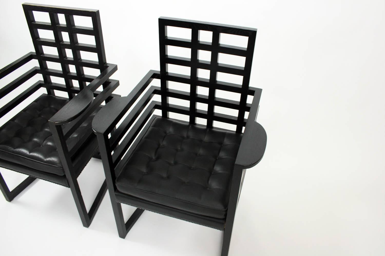 Mid-Century Modern Pair of Josef Hoffmann Armloffel Chairs Made by Wittmann
