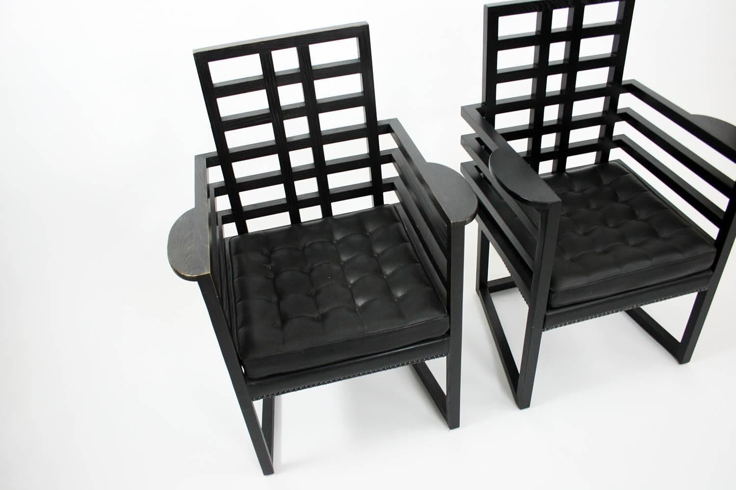 German Pair of Josef Hoffmann Armloffel Chairs Made by Wittmann