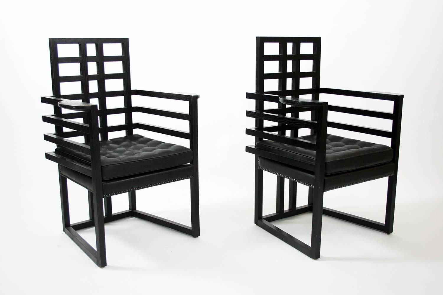 Early 20th Century Pair of Josef Hoffmann Armloffel Chairs Made by Wittmann