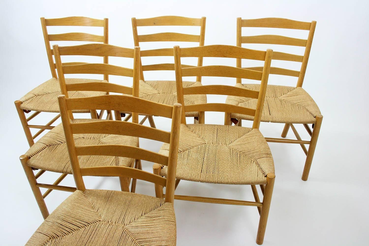 Beech Set of Six Kaare Klint Dining Chairs for Fritz Hansen
