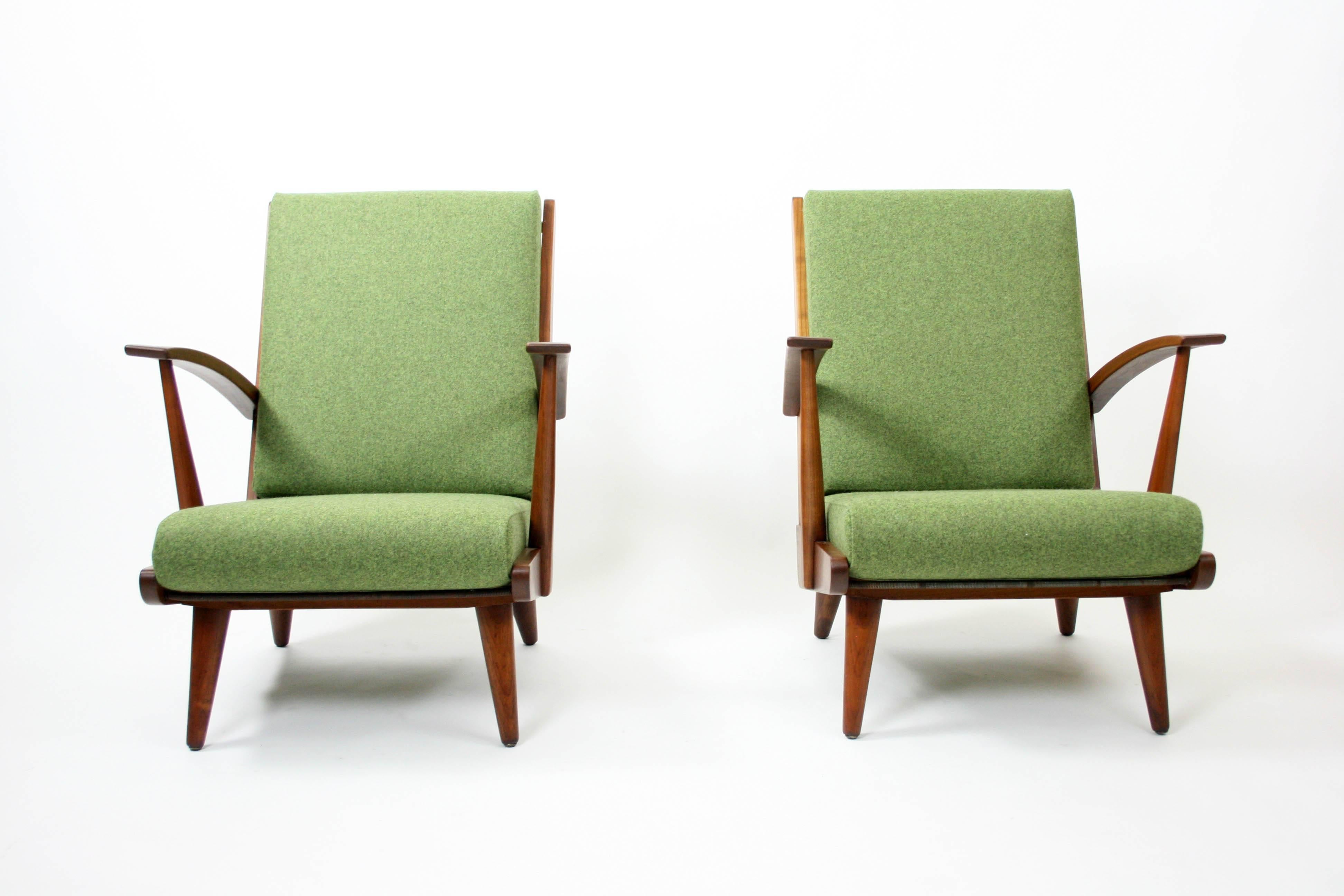Hardwood Fantastic Pair of Early 1940s Scandinavian Lounge Chairs