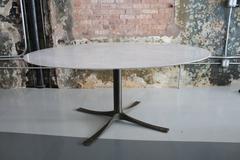 Knife Edge Carrara Marble Dining Table on Bronze Base Designed