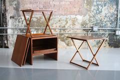 Aksel Kjaersgaard Teak Side Table with Four Nesting Folding Tables