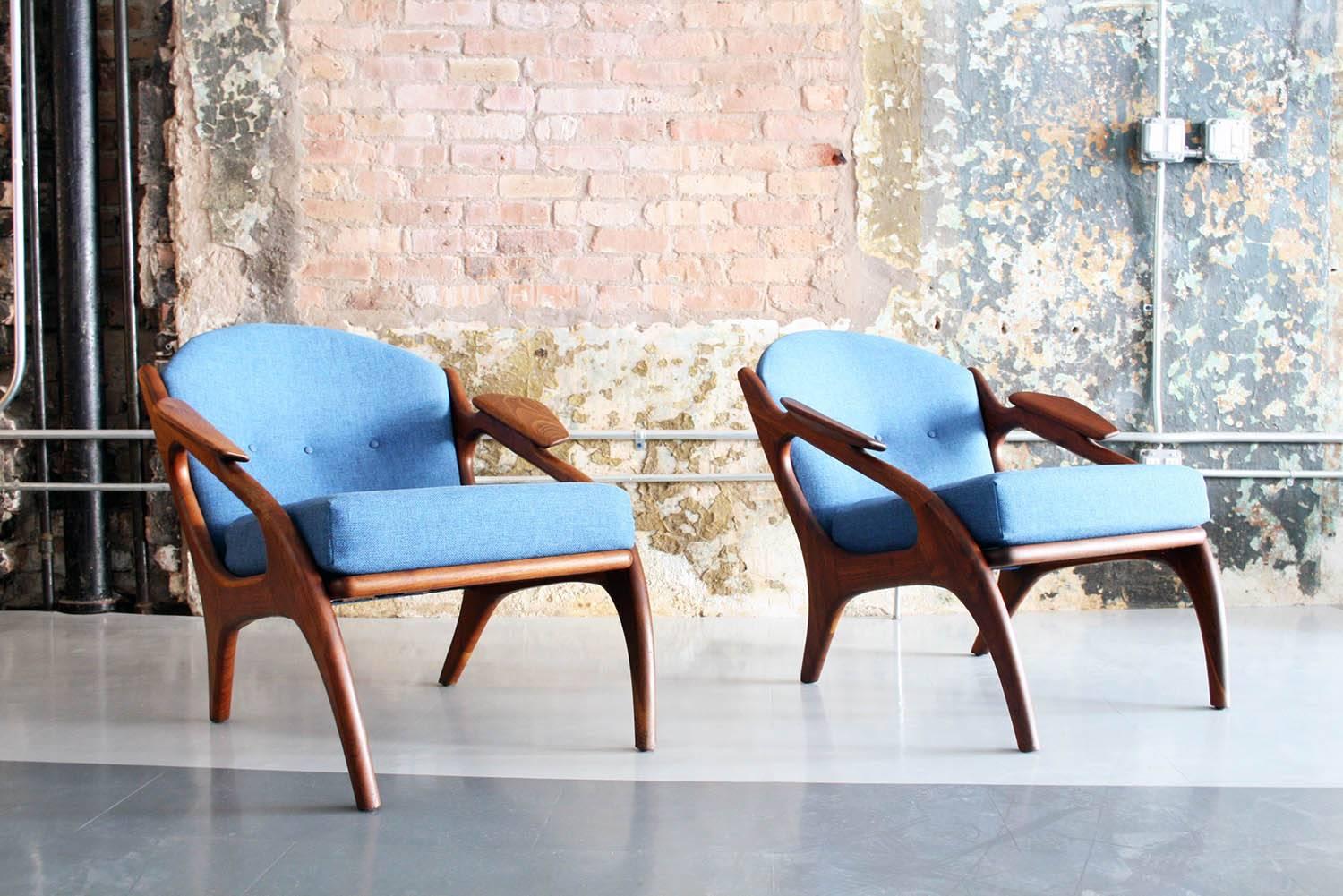 Mid-Century Modern Adrian Pearsall Walnut Lounge Chairs