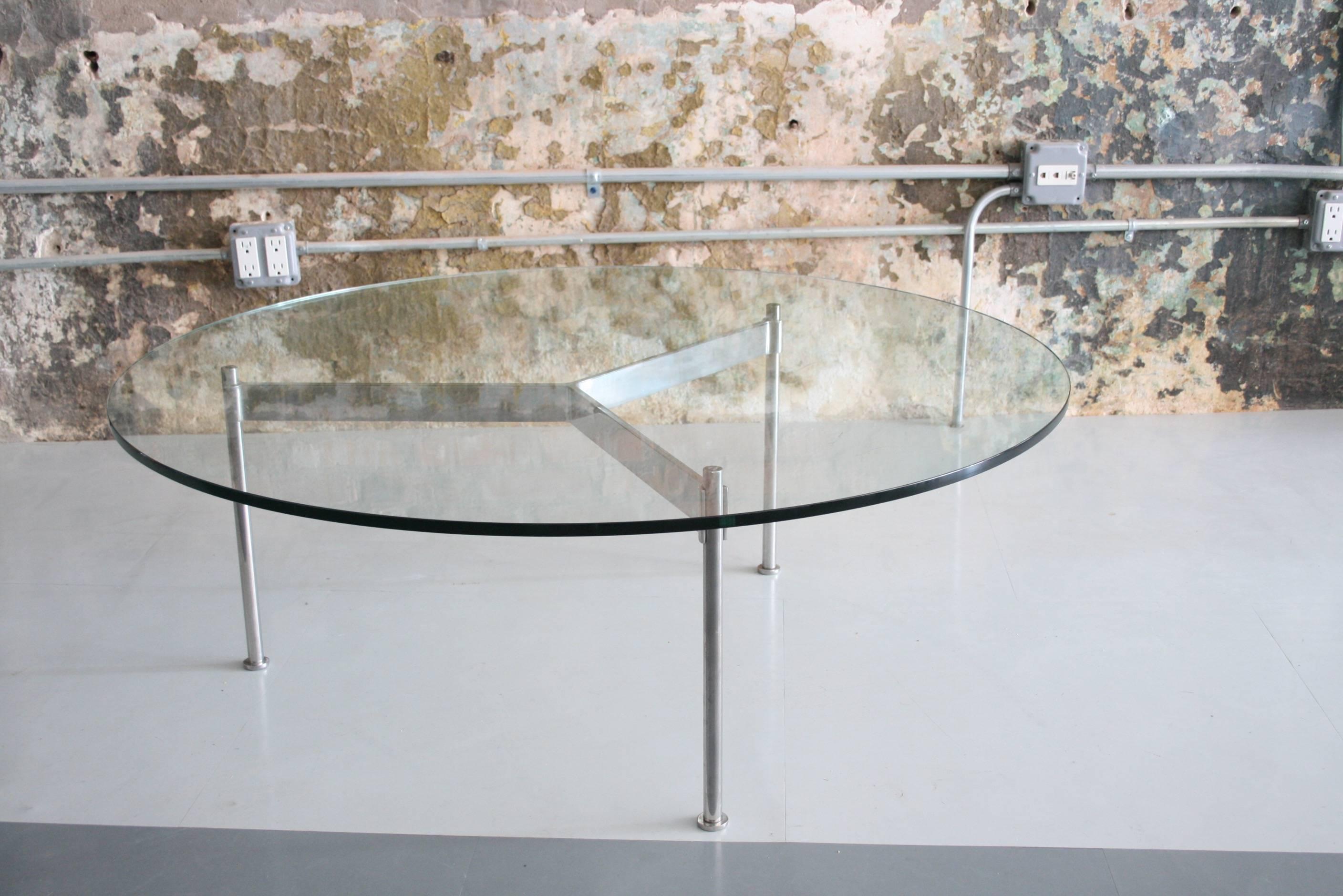 Mid-Century Modern Round Glass Coffee Table by Ward Bennett