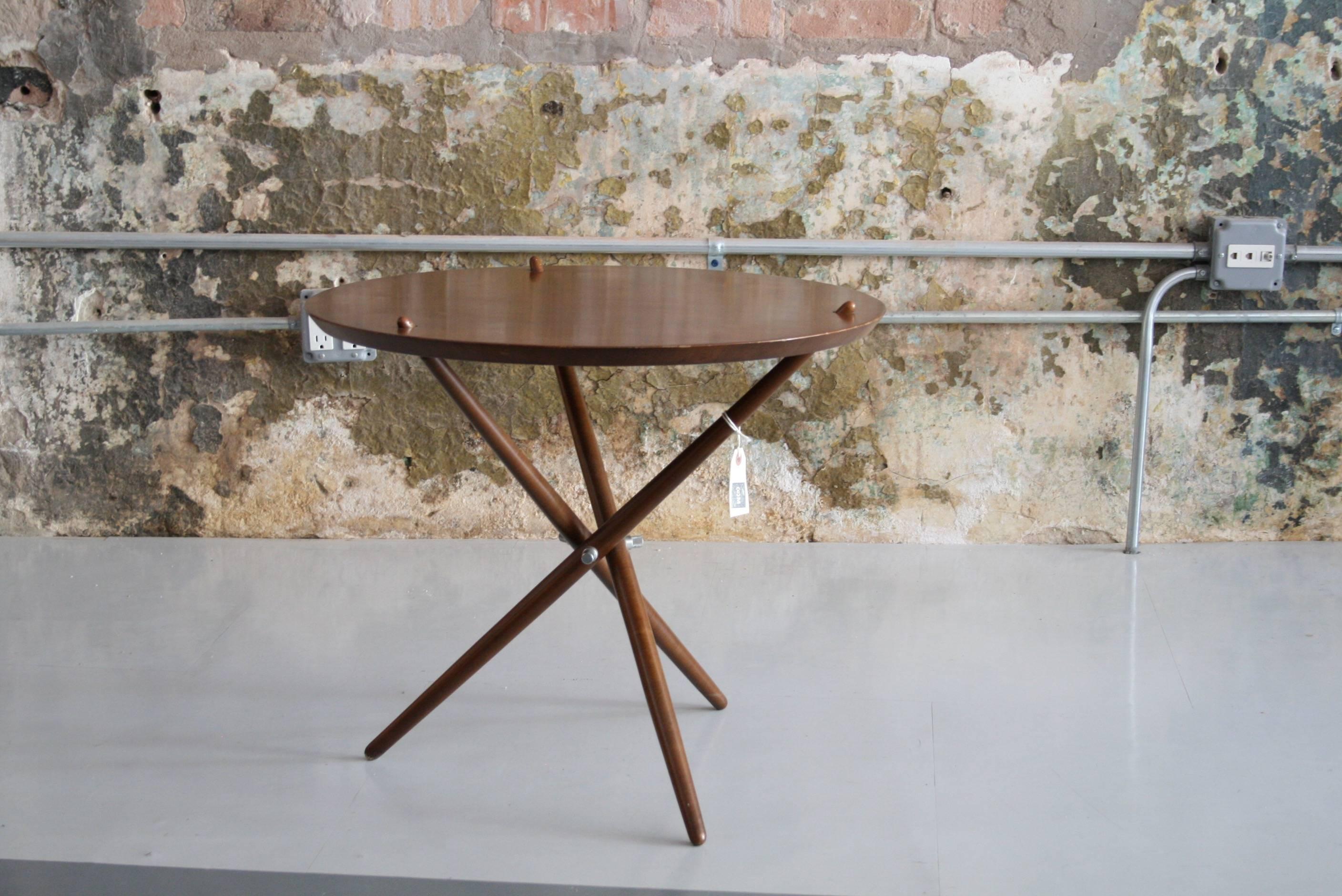 American 1948 Hans Bellman Swiss Modernist Tripod Table for Wohnbedarf Imported by Knoll