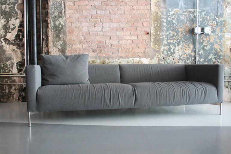 Piero Lissoni Twin Sofa For Living Divani Italy In Gray Maharam Wool Piero Lissoni Twin Sofa For Living Divani Italy In Gray Maharam Wool Upholstery The