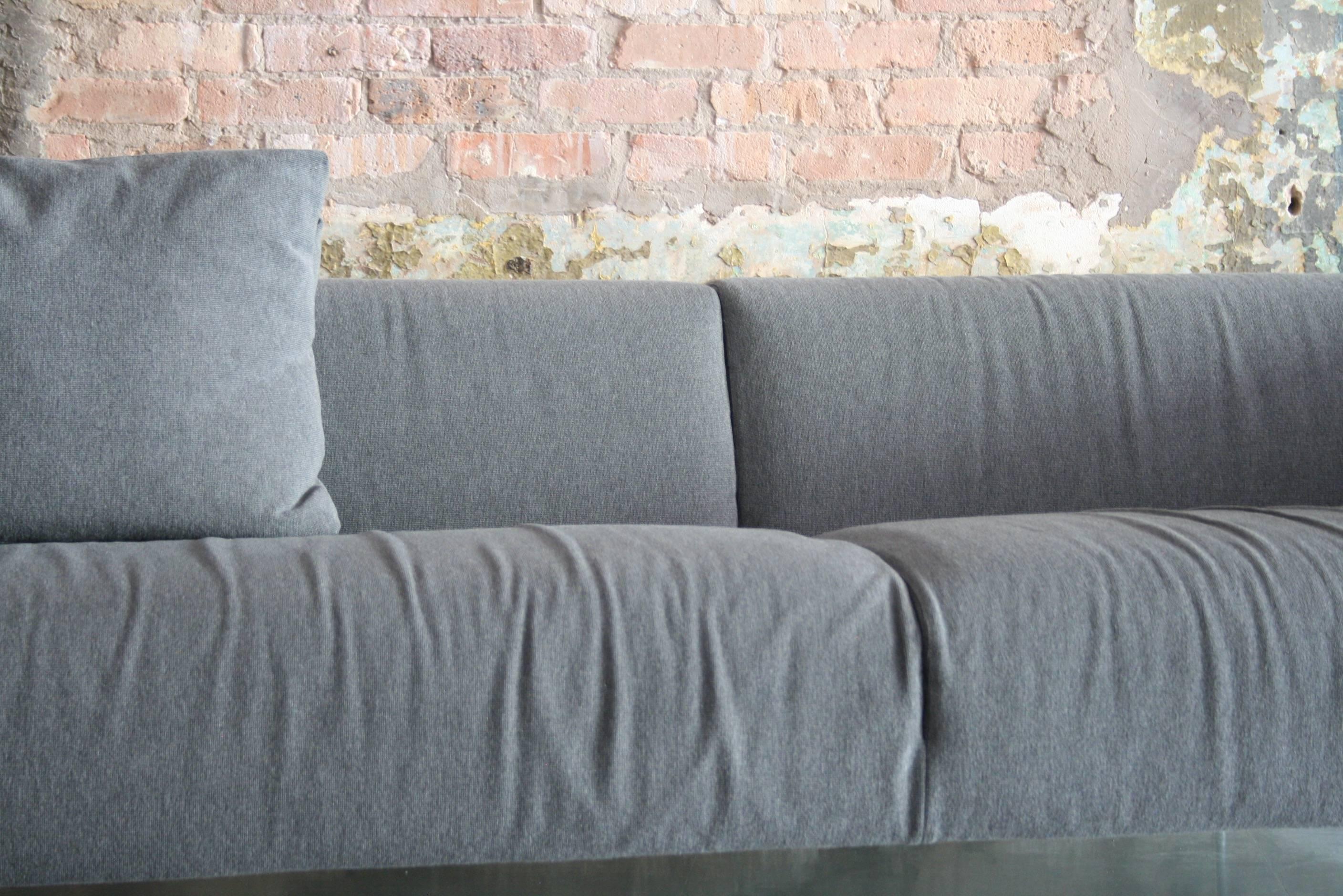 Minimalist Piero Lissoni Twin Sofa for Living Divani Italy in Gray Maharam Wool Upholstery