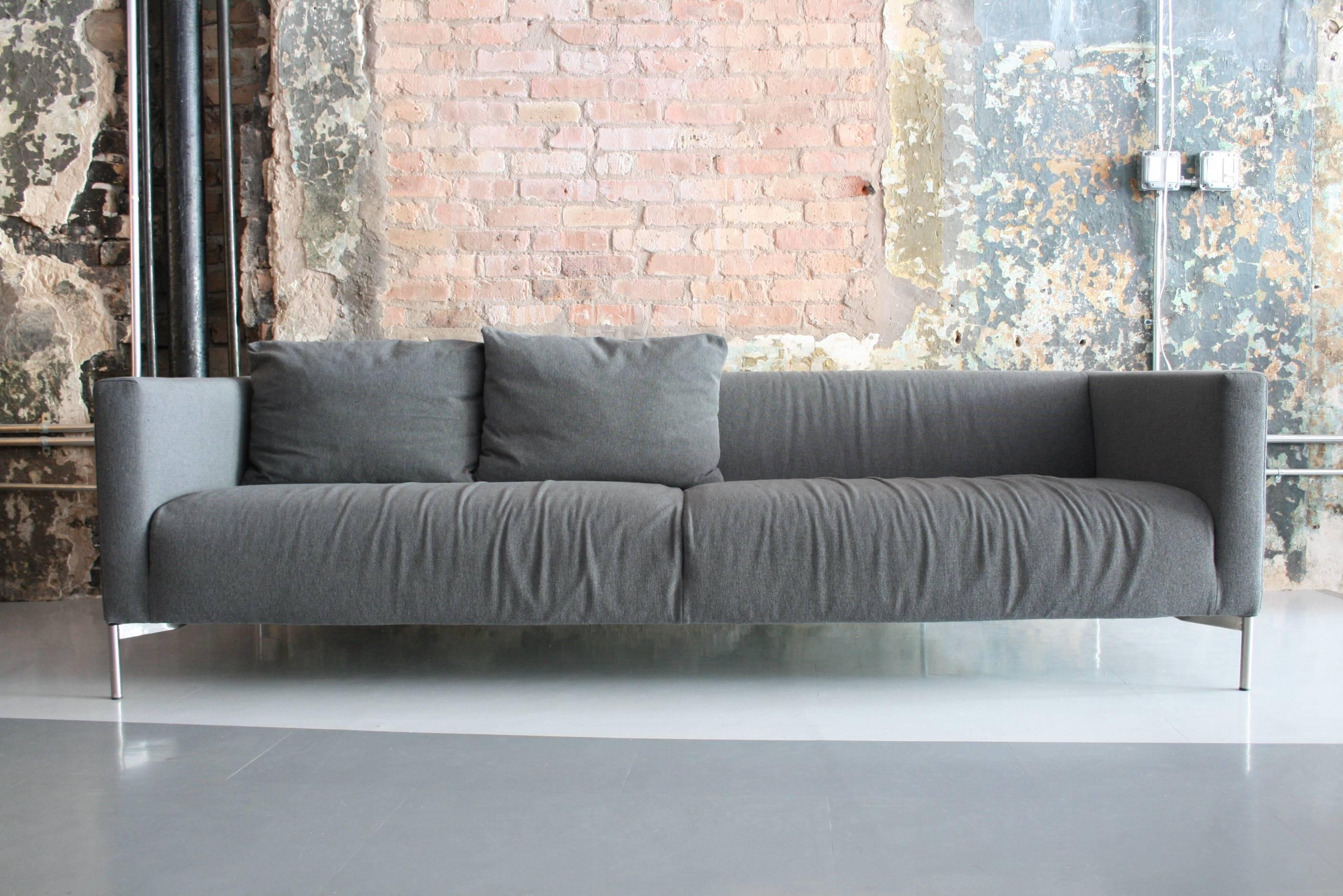 Italian Piero Lissoni Twin Sofa for Living Divani Italy in Gray Maharam Wool Upholstery