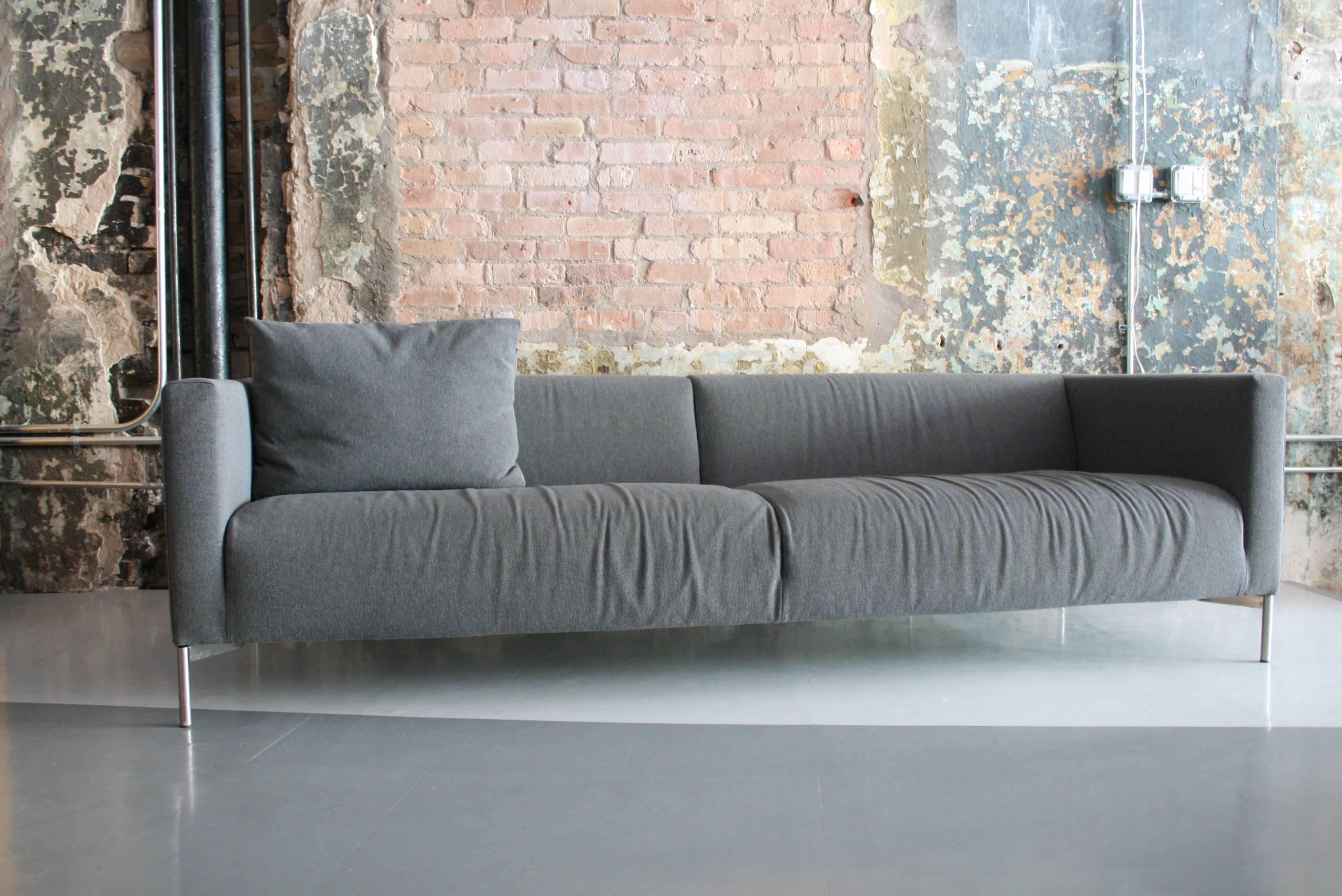 Contemporary Piero Lissoni Twin Sofa for Living Divani Italy in Gray Maharam Wool Upholstery