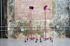 Pair of Verner Panton Adjustable Height, Rolling Panto Beam Floor Lamps